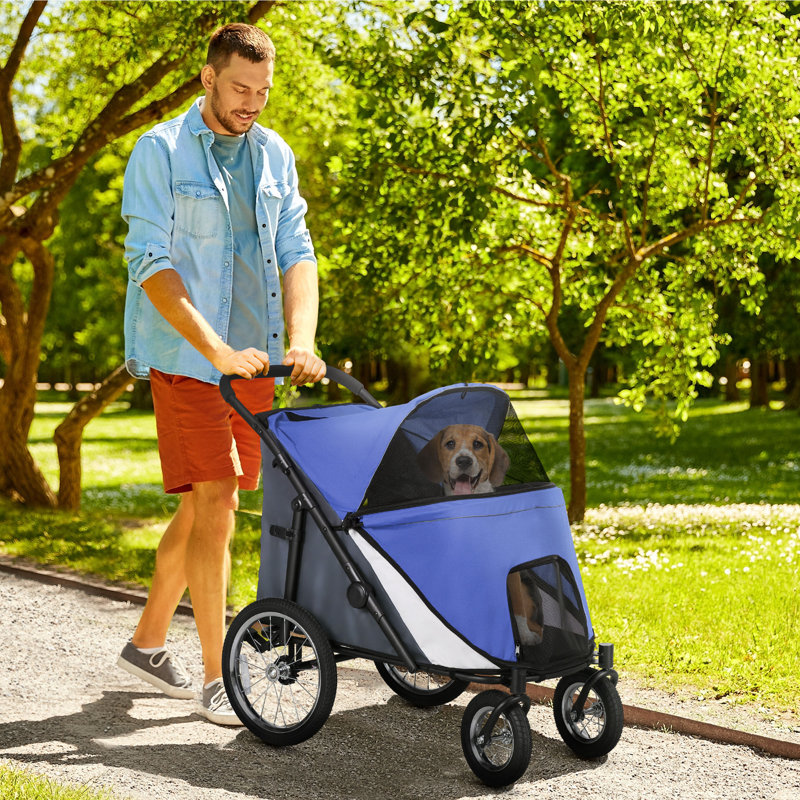 Pawhut Dog Stroller For Medium And Large Dogs And Cats Easy Fold Pet Stroller With Washable Cushion Storage Bags Safety Leash For Outdoor Travel Wayfair